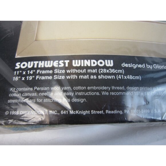 DIMENSIONS 1995 GLORIA ERIKSEN "SOUTHWEST WINDOW" NEEDLEPOINT KIT #2434 - Picture 5 of 12